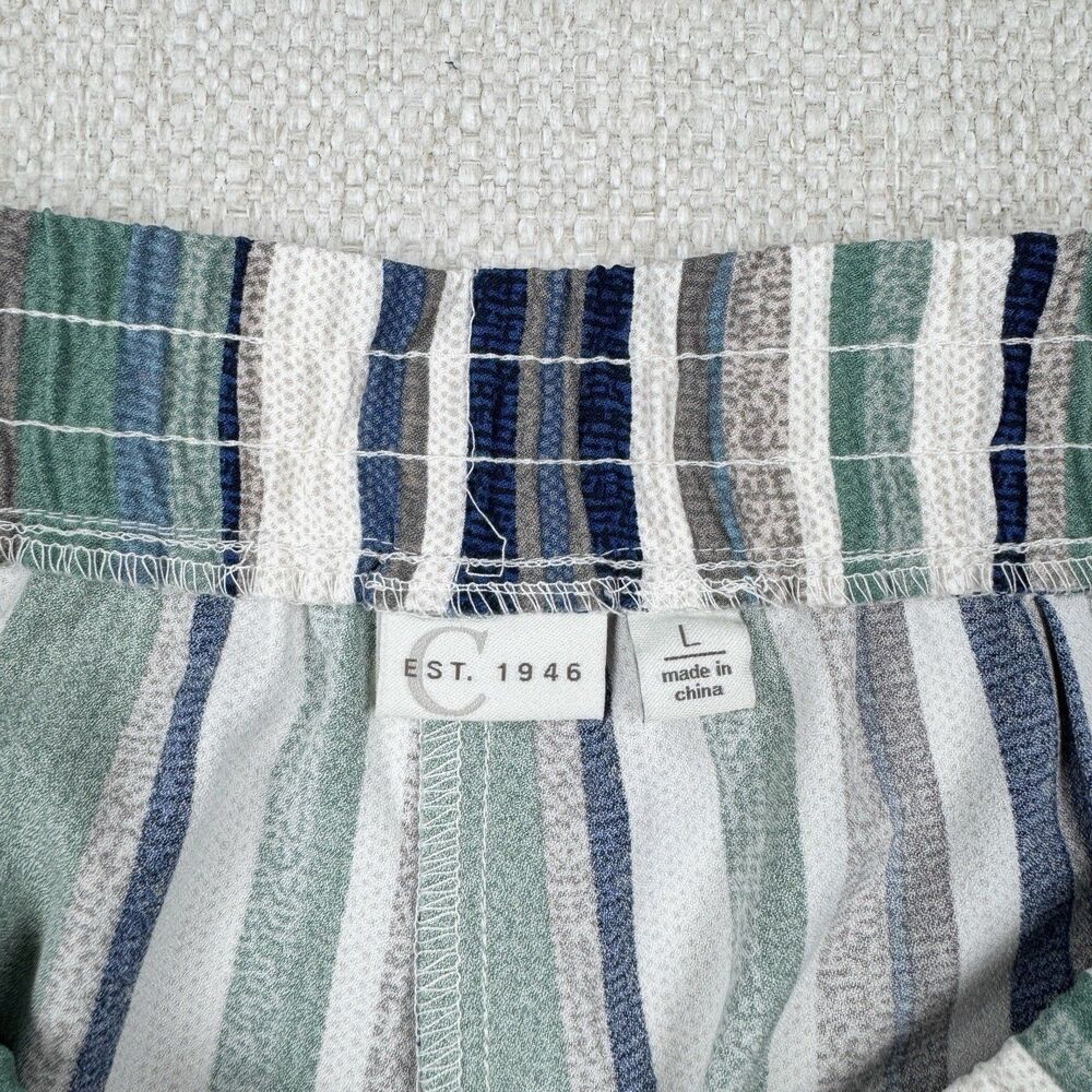 C Est 1946 Women's Blue White Gray Striped Stretch Pull On Wide Leg Pants Large - Picture 9 of 16